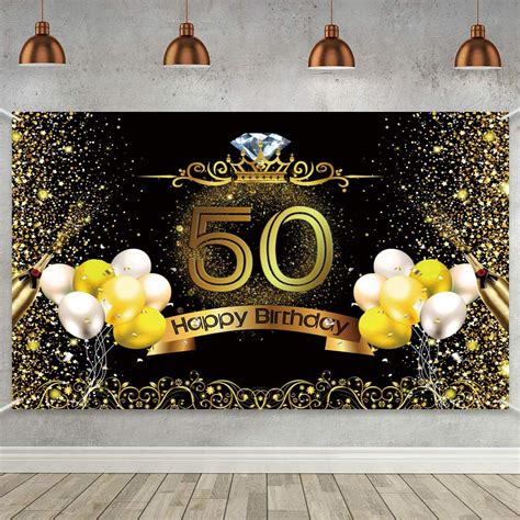 Buy Trgowaul 50th Birthday Party Decoration, Extra Large Black Gold ...