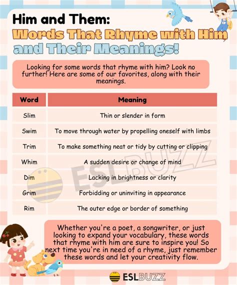 Words that Rhyme with Him to Master Your Rhyming Game - ESLBUZZ