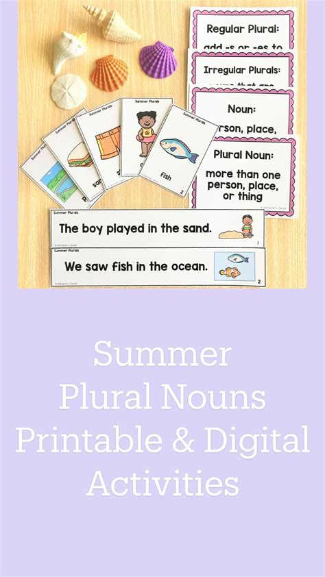 Summer plural nouns printable digital activities – Artofit