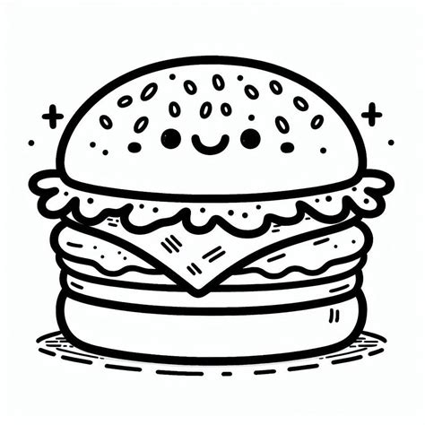 Cute Hamburger coloring page - Download, Print or Color Online for Free