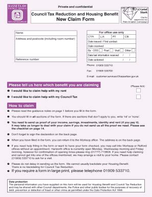 Council Tax Reduction and Housing Benefit New Claim Form - Blank ...