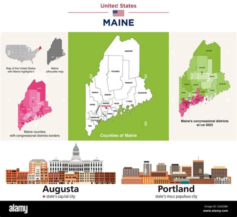 Maine's counties map and congressional districts since 2023 map ...