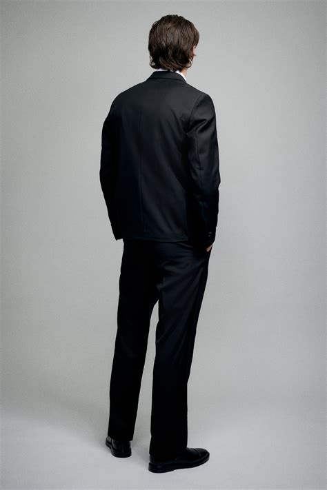 Slim Fit Wool-blend tuxedo trousers - Black - Men | H&M IN