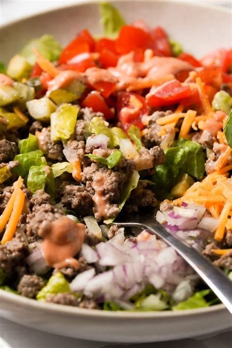 Burger Salad Bowl with Special Sauce Dressing - Wellness by Kay