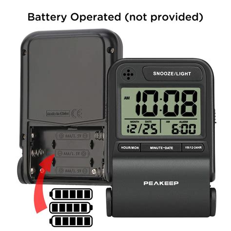 Peakeep Small Foldable Travel Alarm Clock with Date- Buy Online in ...