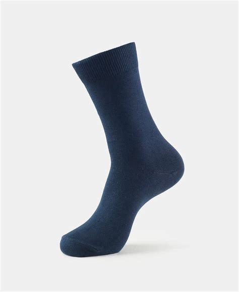 Buy Mercerized Cotton Crew Length Socks with StayFresh Treatment - Navy ...