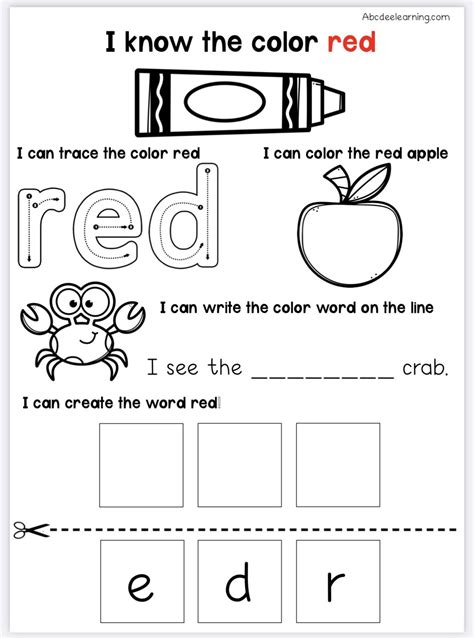 Image result for Color Red Worksheet