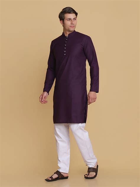 Men Purple solid Kurta – Tahvo India