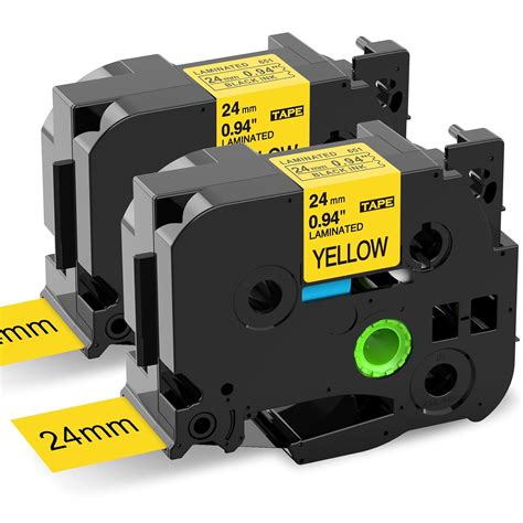 24mm 0.94 Inch Laminated Yellow, Compatible with Brother P-Touch TZ-651 ...