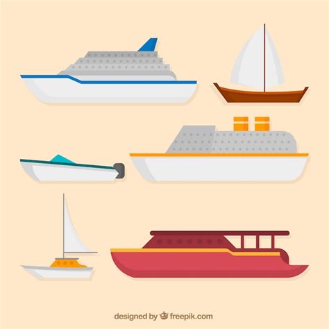 Collection of various boats | Free Vector