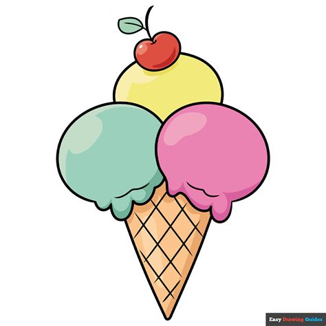 How to Draw an Easy Cartoon Ice Cream Cone - Really Easy Drawing Tutorial