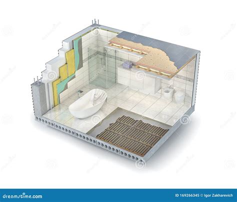 Cross-section of Walls, Floor and Ceiling Layers in Bathroom Interior ...