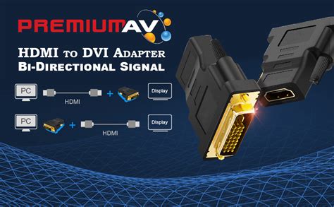 PremiumAV HDMI to DVI 24+1 Adapter (Black) – HDMI Male to DVI-D Female ...