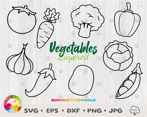 Vegetable Outlines SVG Bundle, Vegetable Outlines SVG, Vegetable Cut File, Vegetable SVG Files ...
