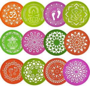 Quickoo Plastic Rangoli Making Stencils for Floor Decoration (Size 3x7 ...