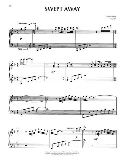 Download Swept Away - Yanni | Piano Solo Sheet Music PDF - 1356335