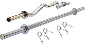 PR Weight Lifting Rod, Gym Rod Combo (4FT Straight Rod+ 3FT Curl Rod ...