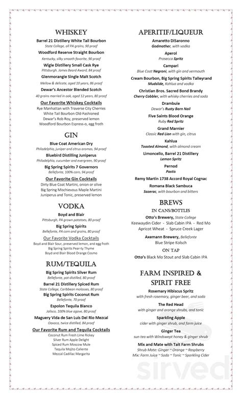 Boyd's Jig and Reel menu in Knoxville, Tennessee, USA