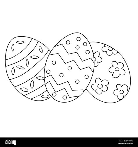 Easter eggs, doodle style flat vector outline illustration for kids coloring book Stock Vector ...
