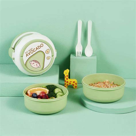 Double Layer Lunch Box with Spoon & Fork – PP Material Leakproof Tiffi ...