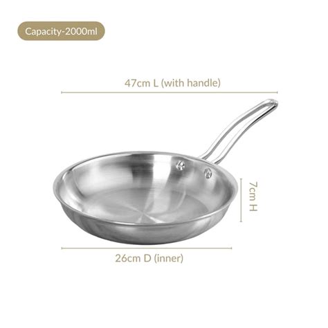 Extra Thick Tri Ply Stainless Steel Fry Pan 2000ml Online - Premium ...