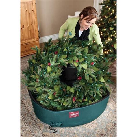 TreeKeeper 36-in x 6-in Green Polyester Collapsible Wreath Storage ...