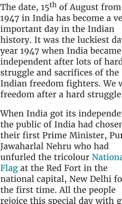 Essay on Importance of Independence Day - Brainly.in