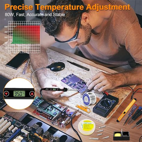 Buy Soldering Iron Kit 80W LCD Adjustable Temperature 180-520℃ Solder ...