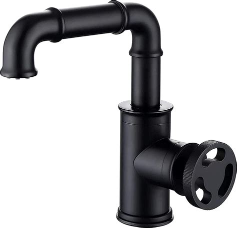 Buy KunMai Industrial Pipe Style Bathroom Faucet Matte Black Bathroom ...