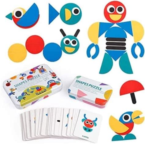 Kidology Wooden Pattern Block Animals Jigsaw Puzzle Sorting and ...