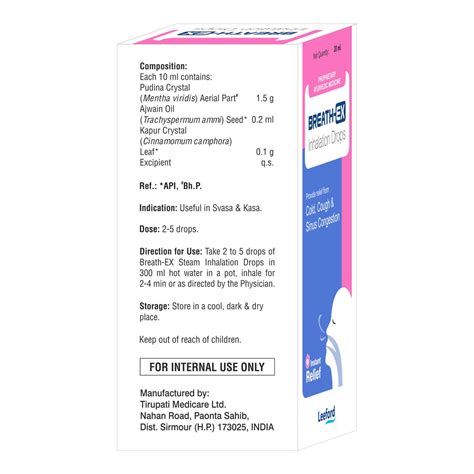Buy BREATH EX INHALATION DROPS BOTTLE OF 20ML Online & Get Upto 60% OFF ...