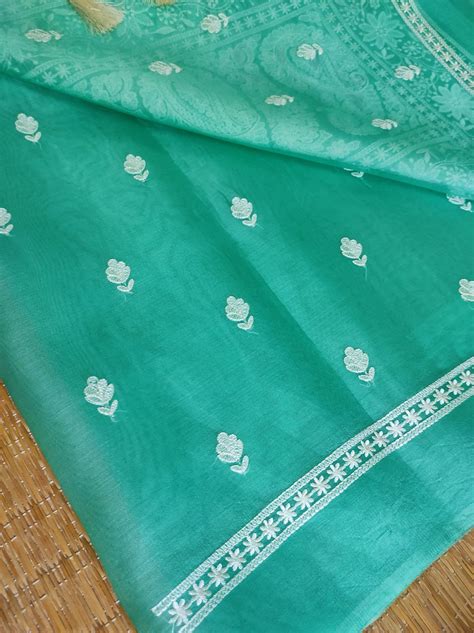 Pure Organza Silk Chikankari Embroidery Work Saree . – fab-persona