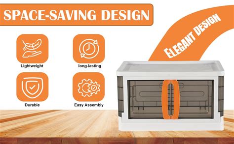 Plastic Storage Bins with Lids, Collapsible Storage Bins with Doors, 70 ...