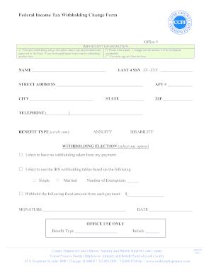 Fillable Online Federal Income Tax Withholding Change Form - Annuity ...