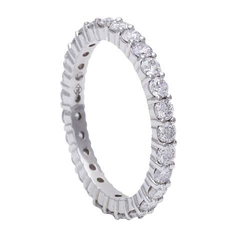 18 Karat White Gold Oval Old Cut Diamond 6.64cts Eternity Ring For Sale ...