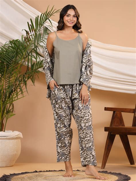 LEAF AND FLORAL Cotton Night SUIT SET – Sanskruti Homes