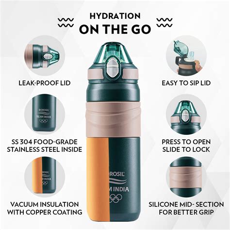 Borosil Adventure Bottle, Green 560 ml