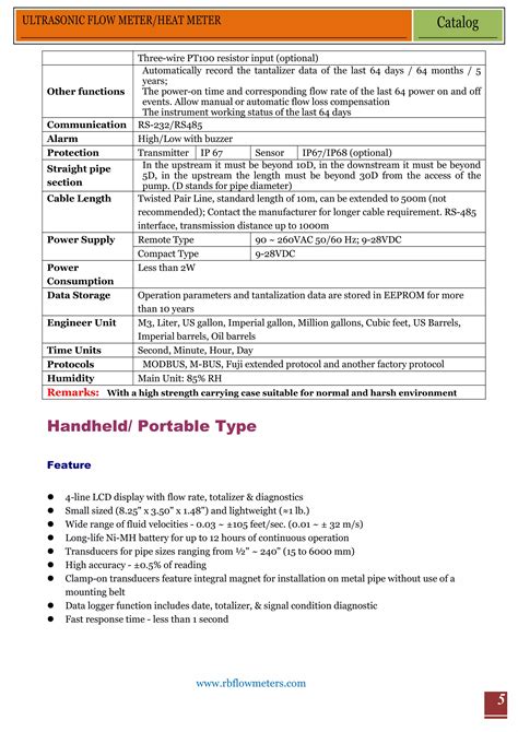 RBFM Clamp-on Ultrsonic Flow Meter/ Heat Meter Catalog | PDF