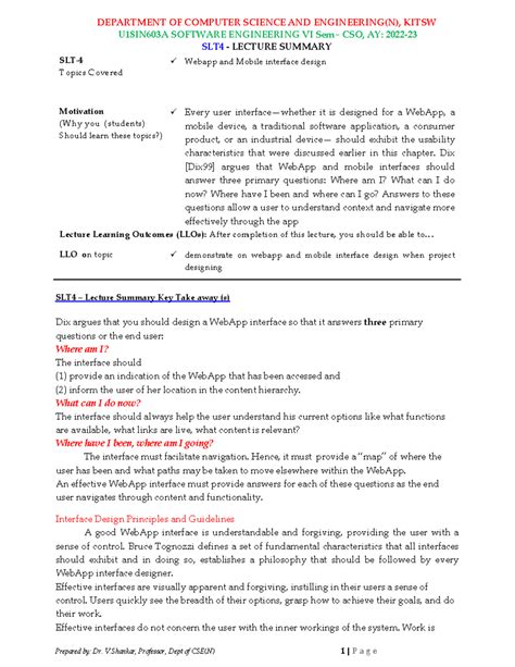 Webapp and Mobile interface design 2 - U18IN603A SOFTWARE ENGINEERING ...