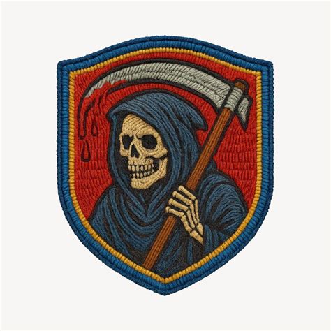 Embroidered grim reaper patch | Premium AI-generated image
