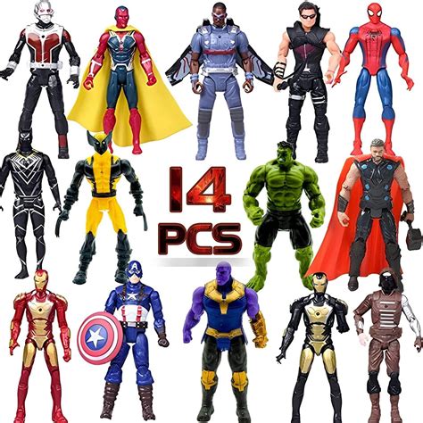 14 pcs Big Set Superhero Action Figures – Collectible Models 6.5-inches ...