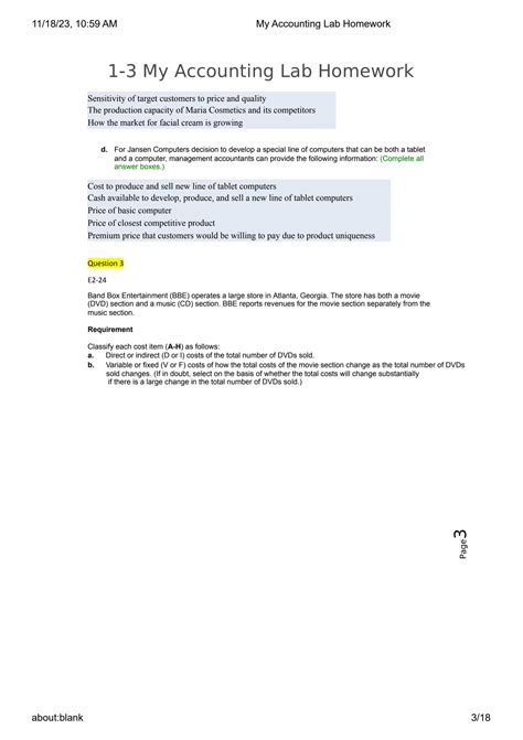 SOLUTION: My accounting lab homework - Studypool