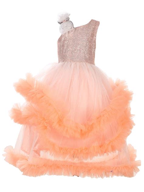 Samsara Couture Girls' Maxi Dress (Ha148-1-2_Peach_12-24 Months ...