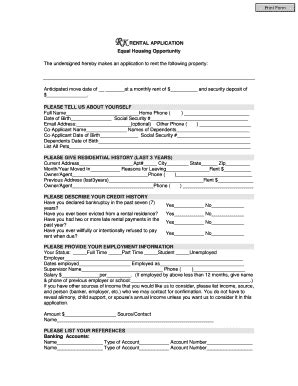 Application For Rental Housing - Fill and Sign Printable Template Online