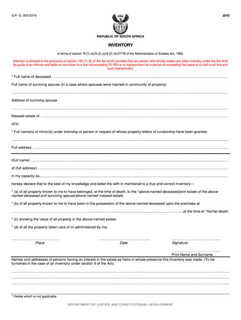 ZA Form J243 - Blank Fillable Template | Fill Out, Print & Download PDF ...