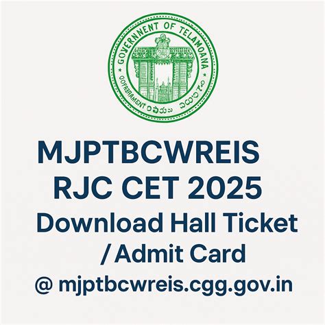 MJPTBCWREIS TG BC Gurukula RJC CET 2025 – Download Hall Ticket ...