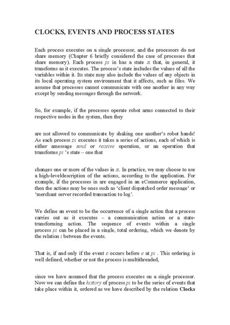 Synchronization and Replication - CLOCKS, EVENTS AND PROCESS STATES ...