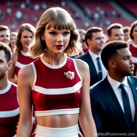 taylor swift wearing cheerleader outfit with rowdy fans around her ...
