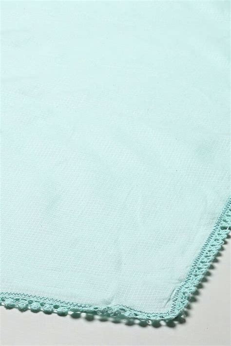 Aqua Cotton Gathered Kurta Palazzo Suit Set