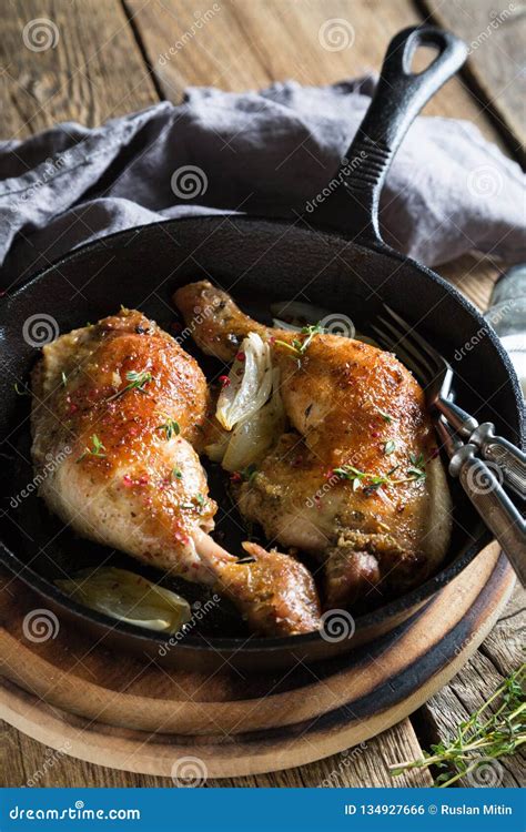 Fried Chicken Legs in a Pan Stock Photo - Image of frying, board: 134927666